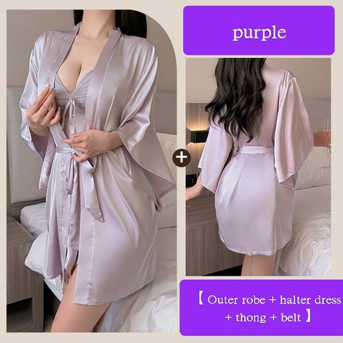 The summer ice silk lace V-neck and bow tie cool nightgown has an amazing feel and allows you to sleep soundly
