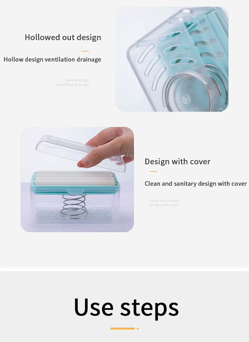 Multi-functional household roller foam soap box, spring stand drainage soap storage box