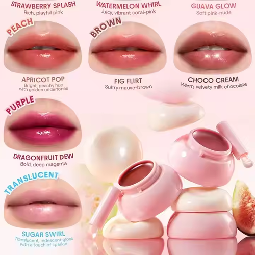 Cream lip balm with natural organic pigments, hydrating with a color band brush