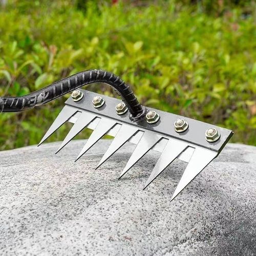 Agricultural metal rake, weeding plow, ground tools, flatland grass plow, thickened tillage weeding rake, eight-toothed rake with blade🏌️‍♂️🏌️‍♀️