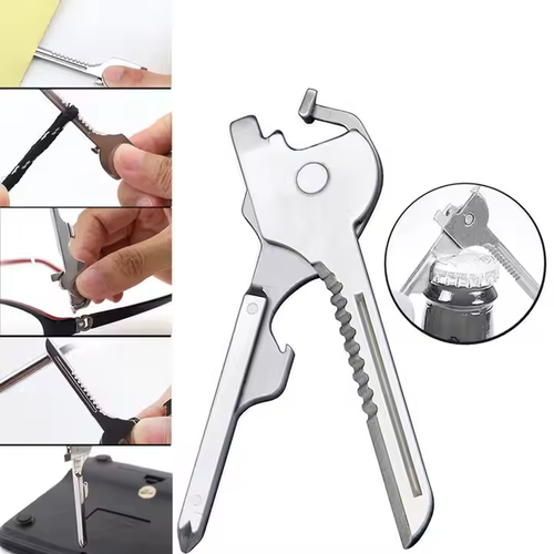 Outdoor portable multi-functional 6-in-1 Swiss technology tool promotion keychain