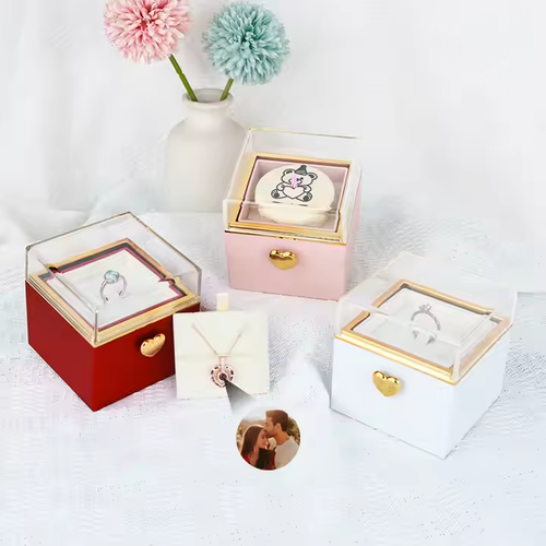 New design Surprise gift Rotating Hidden Jewelry box Bear cake display jewelry box 🎉