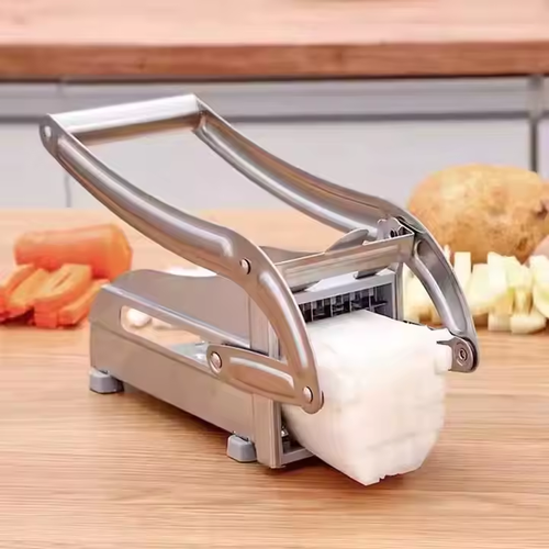 Fruit and vegetable tools: French fries, Onions, cucumbers, vegetables, carrots, potatoes, and a slicer