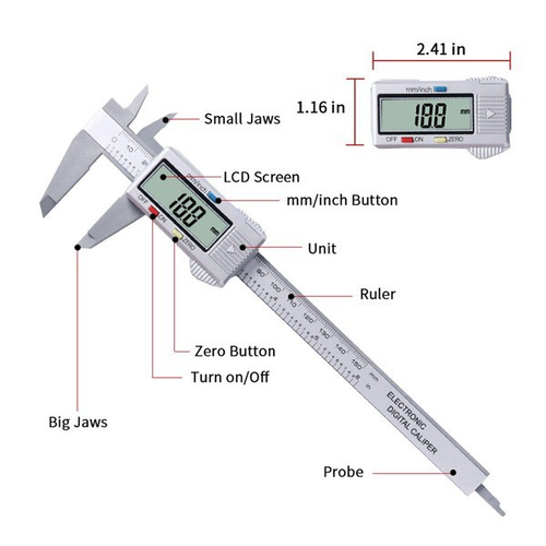 150mm LCD Digital Electronic Carbon Fiber Vernier Caliper 6 Inch Gauge Micrometer Measuring Tool