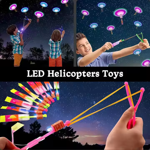 Light toys, bow toys, glowing toys, flying arrows, helicopter flying toys, outdoor flashlights, children and adults, rubber band catapults, party props