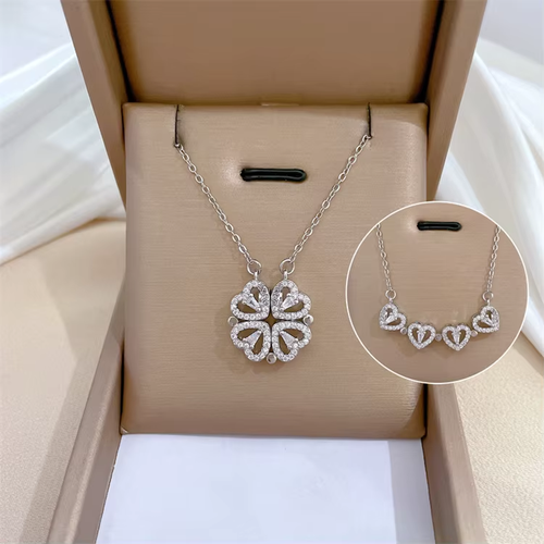 2025 Hot Sale Women's opening and closing clover necklace, fashionable love folding creative collarbone chain