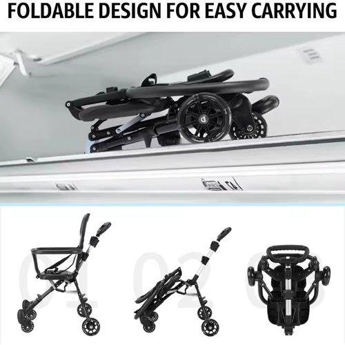 Lightweight Baby Stroller High Landscape One-click Folding Two-ways Baby Strolling Cart with Double Brake Guardrail Newborn