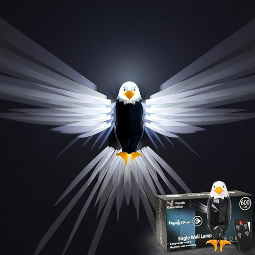 Eagle-shaped night light, rechargeable, remote-controlled magnetic wall-mounted lamp, suitable for bedrooms and corridors, using USB charging method.