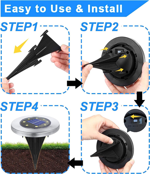 Solar ground lamp - 16 light bulbs - Waterproof type - Outdoor ground lighting - Suitable for outdoor garden lights, landscape lights, courtyard walkways, terraces, lawns -