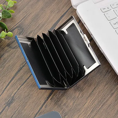 Stainless steel anti-radio frequency identification card sleeve type male and female credit card holder, wallet protector and card blocker