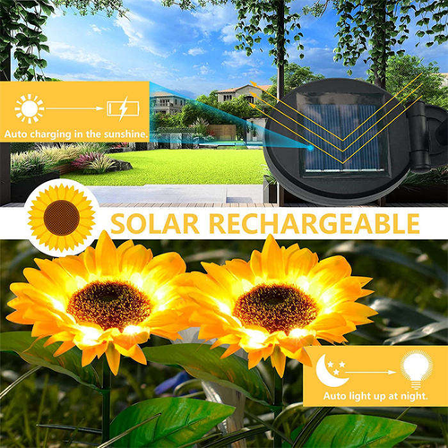 🔥🌈🔥 Buy one, get one free! 🔥🌈🔥🔥🔥 Pathway Lawn Yard Porch Walkway Landscape Decorations LED Artificial Flowers IP65 Waterproof Sunflower Solar Garden Lights 360