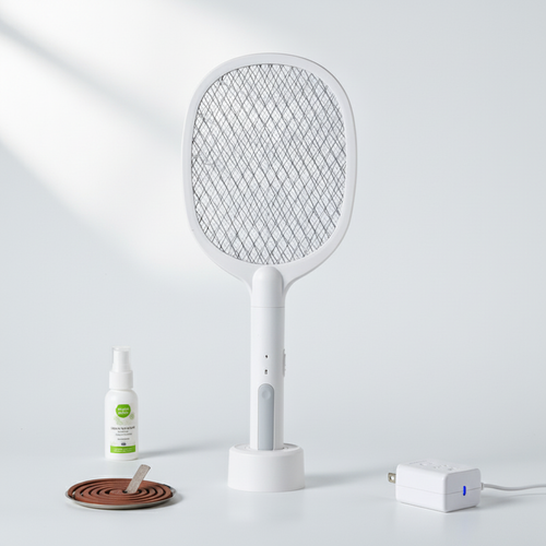 Efficient Fly Swatter Handheld Electric Mosquito Swatter Racket Mosquito Killer Bug Zapper Racket With Base