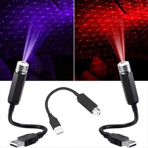 Car Interior Roof LED Star Light USB Atmosphere Starry Sky Night Projector Lamp