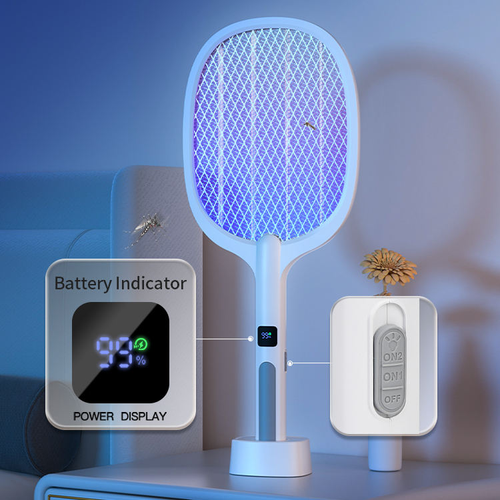 Efficient Fly Swatter Handheld Electric Mosquito Swatter Racket Mosquito Killer Bug Zapper Racket With Base