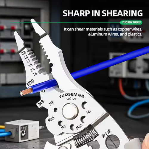 💥Multifunctional Folding Wire Stripper-Professional Electrician Tool A multi-functional electrician's pliers that every household must have prepared.