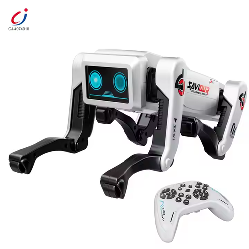 A programmable interactive remote-controlled robot toy with educational functions, lighting, music, voice control and intelligent artificial intelligence features - a robot dog