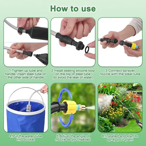 ⚡💦 Battery-powered electric sprayer, with a multi-functional design, equipped with two nozzles and capable of automatic switching, with adjustable flow rate, suitable for use with gardening tools.
