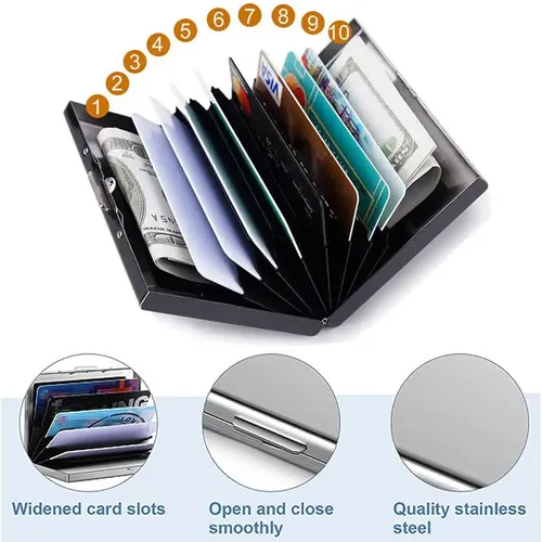 Stainless steel anti-radio frequency identification card sleeve type male and female credit card holder, wallet protector and card blocker