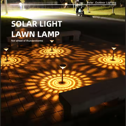 New Pattern Design RGB Waterproof Solar Garden Outdoor Landscape Lawn Ground Light Lamp
