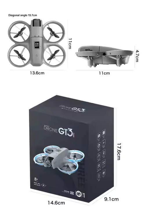 GT3 Mini Optical Flow Beginner Drone 4K Dual Cameras Foldable RC Quadcopter 6-minute Flight Time Obstacle Avoidance Features