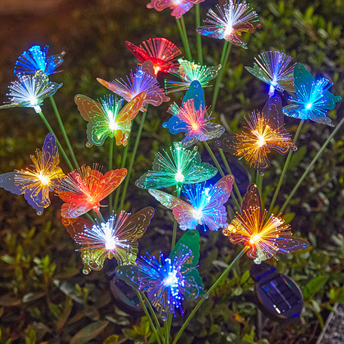 Solar Garden Decoration New Upgraded Solar Swaying Light Sway by Wind Solar Butterfly Fiber Lamp for Yard Pathway Street