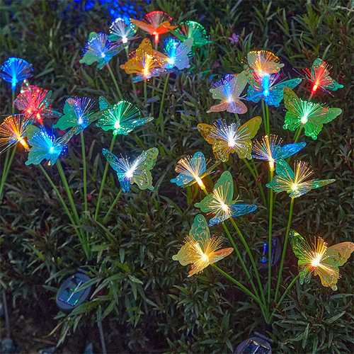 Solar Garden Decoration New Upgraded Solar Swaying Light Sway by Wind Solar Butterfly Fiber Lamp for Yard Pathway Street