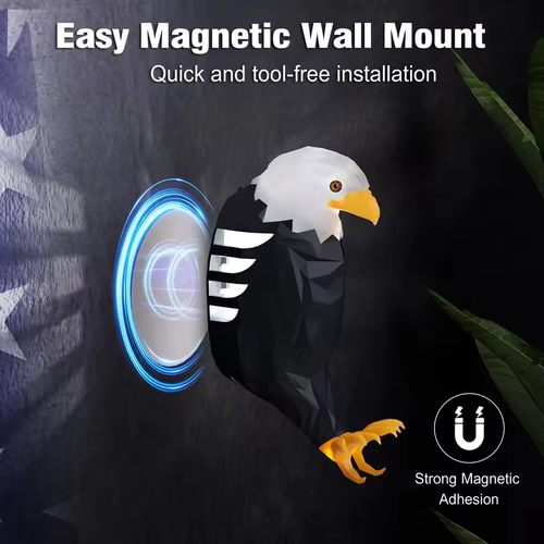 Eagle-shaped night light, rechargeable, remote-controlled magnetic wall-mounted lamp, suitable for bedrooms and corridors, using USB charging method.