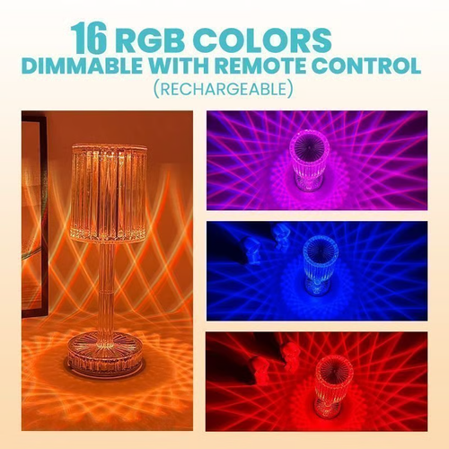 Touching Control Crystal Lamp  16 RGB Colors Dimmable with Remote Control (Rechargeable)