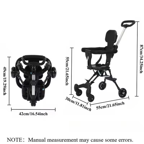 Lightweight Baby Stroller High Landscape One-click Folding Two-ways Baby Strolling Cart with Double Brake Guardrail Newborn