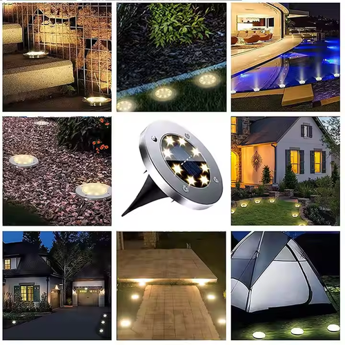 Solar ground lamp - 16 light bulbs - Waterproof type - Outdoor ground lighting - Suitable for outdoor garden lights, landscape lights, courtyard walkways, terraces, lawns -