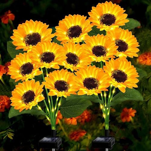 🔥🌈🔥 Buy one, get one free! 🔥🌈🔥🔥🔥 Pathway Lawn Yard Porch Walkway Landscape Decorations LED Artificial Flowers IP65 Waterproof Sunflower Solar Garden Lights 360