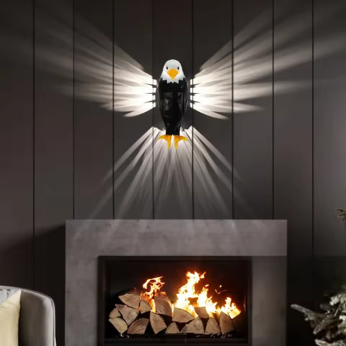 Eagle-shaped night light, rechargeable, remote-controlled magnetic wall-mounted lamp, suitable for bedrooms and corridors, using USB charging method.