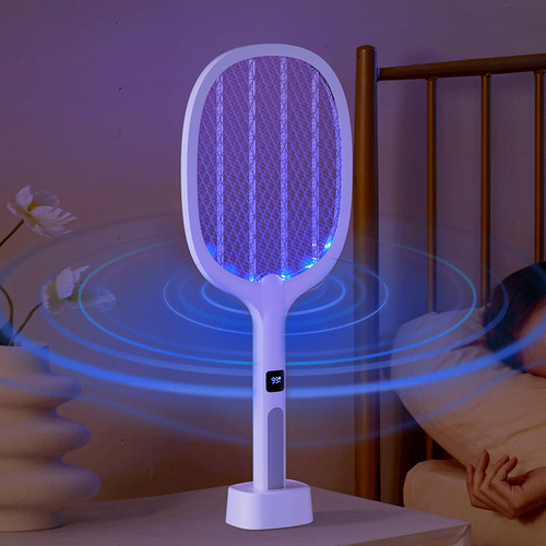 Efficient Fly Swatter Handheld Electric Mosquito Swatter Racket Mosquito Killer Bug Zapper Racket With Base
