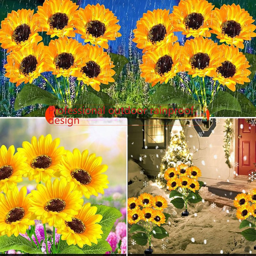 🔥🌈🔥 Buy one, get one free! 🔥🌈🔥🔥🔥 Pathway Lawn Yard Porch Walkway Landscape Decorations LED Artificial Flowers IP65 Waterproof Sunflower Solar Garden Lights 360