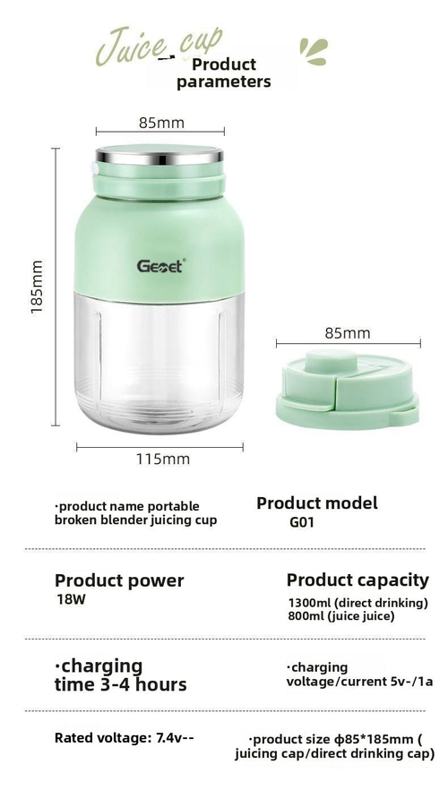 2025 New Multifunctional  Juicer Cup Large Capacity Wireless USB Power Source for Household Outdoor Personal Portable Use