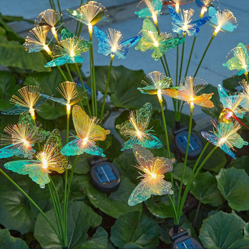 Solar Garden Decoration New Upgraded Solar Swaying Light Sway by Wind Solar Butterfly Fiber Lamp for Yard Pathway Street