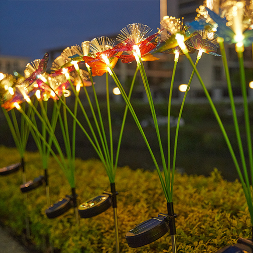 Solar Garden Decoration New Upgraded Solar Swaying Light Sway by Wind Solar Butterfly Fiber Lamp for Yard Pathway Street