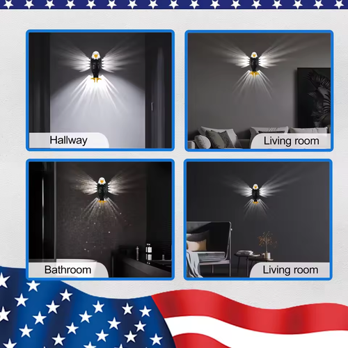 Eagle-shaped night light, rechargeable, remote-controlled magnetic wall-mounted lamp, suitable for bedrooms and corridors, using USB charging method.