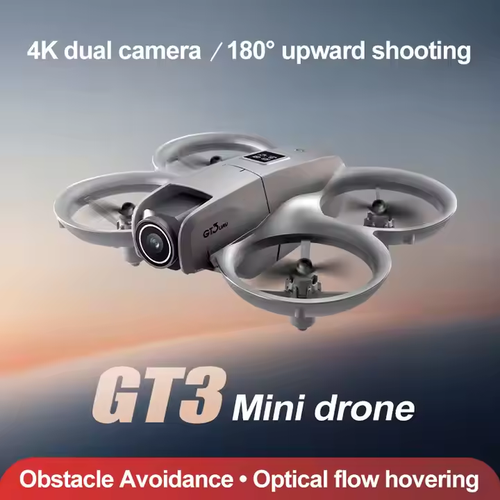 GT3 Mini Optical Flow Beginner Drone 4K Dual Cameras Foldable RC Quadcopter 6-minute Flight Time Obstacle Avoidance Features