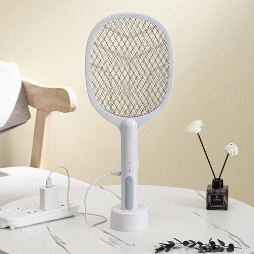 Efficient Fly Swatter Handheld Electric Mosquito Swatter Racket Mosquito Killer Bug Zapper Racket With Base