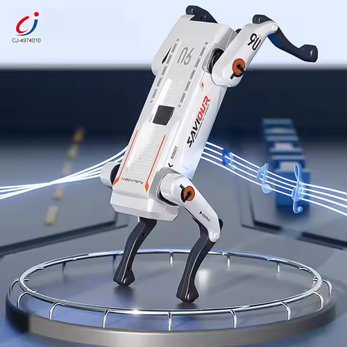 A programmable interactive remote-controlled robot toy with educational functions, lighting, music, voice control and intelligent artificial intelligence features - a robot dog