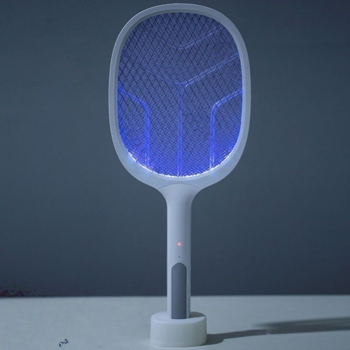 Efficient Fly Swatter Handheld Electric Mosquito Swatter Racket Mosquito Killer Bug Zapper Racket With Base