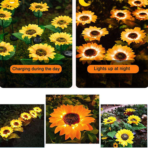 🔥🌈🔥 Buy one, get one free! 🔥🌈🔥🔥🔥 Pathway Lawn Yard Porch Walkway Landscape Decorations LED Artificial Flowers IP65 Waterproof Sunflower Solar Garden Lights 360