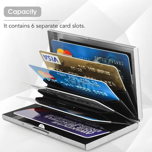 Stainless steel anti-radio frequency identification card sleeve type male and female credit card holder, wallet protector and card blocker
