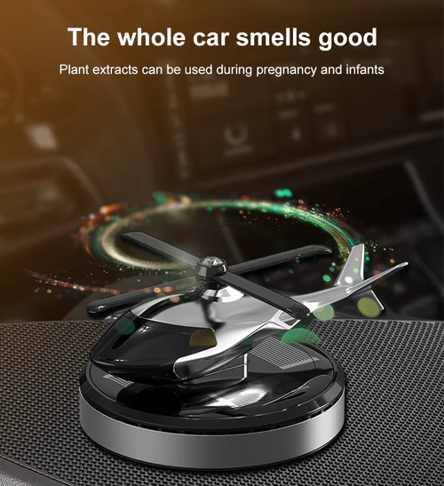 Automobile solar-powered rotating helicopter perfume essential oil aromatic car solar-powered aircraft air freshener perfume