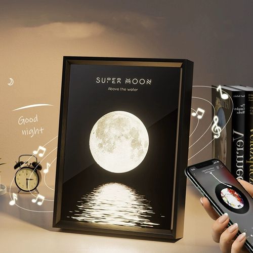 New design art painting speaker night light speaker home decoration photo frame music speaker night light