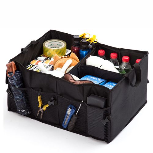 Hot Sale Customized Large Capacity Foldable Car Trunk Organizer Multi-Pocket 600D Polyester with Elastic Net Storage