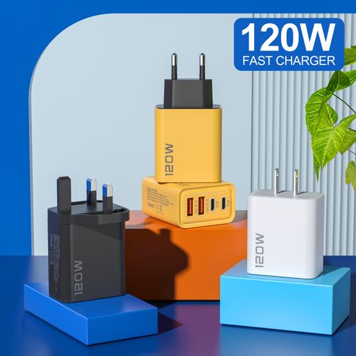 120W Apple Dual PD + Dual USB Charger  Smart Fast Charging Wall Plug