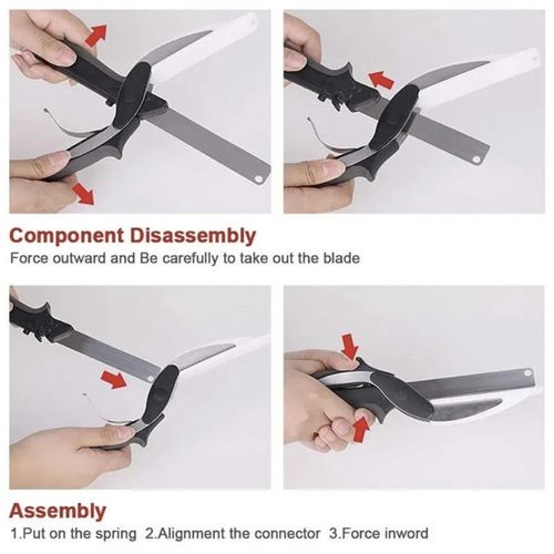 Rayshine multifunctional 2 in 1 smart knife and cutting board chopper vegetable stainless steel cutting board scissors