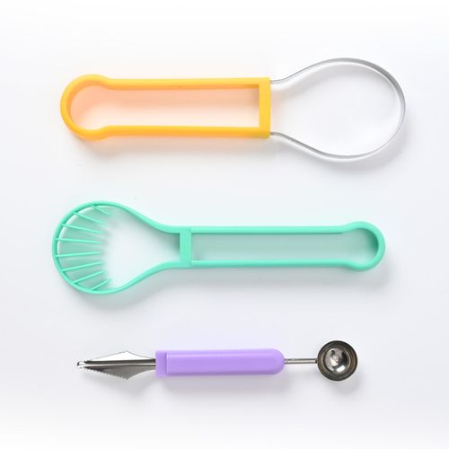 Hot selling fruit platter 3 in 1 stainless steel carving decoration tool set ball digger 3 piece set_